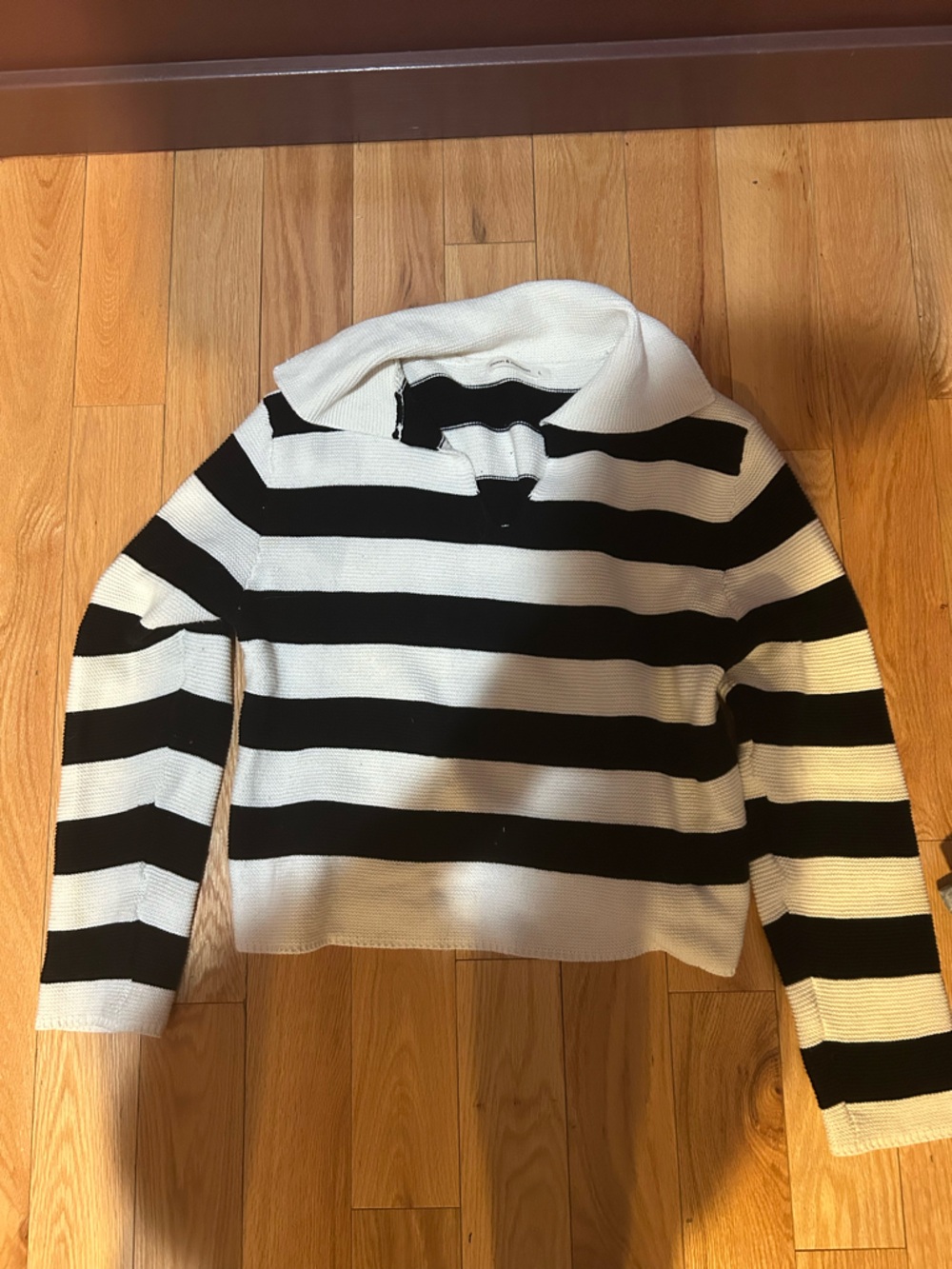 moon & madison Black and White Striped Women's Sweater